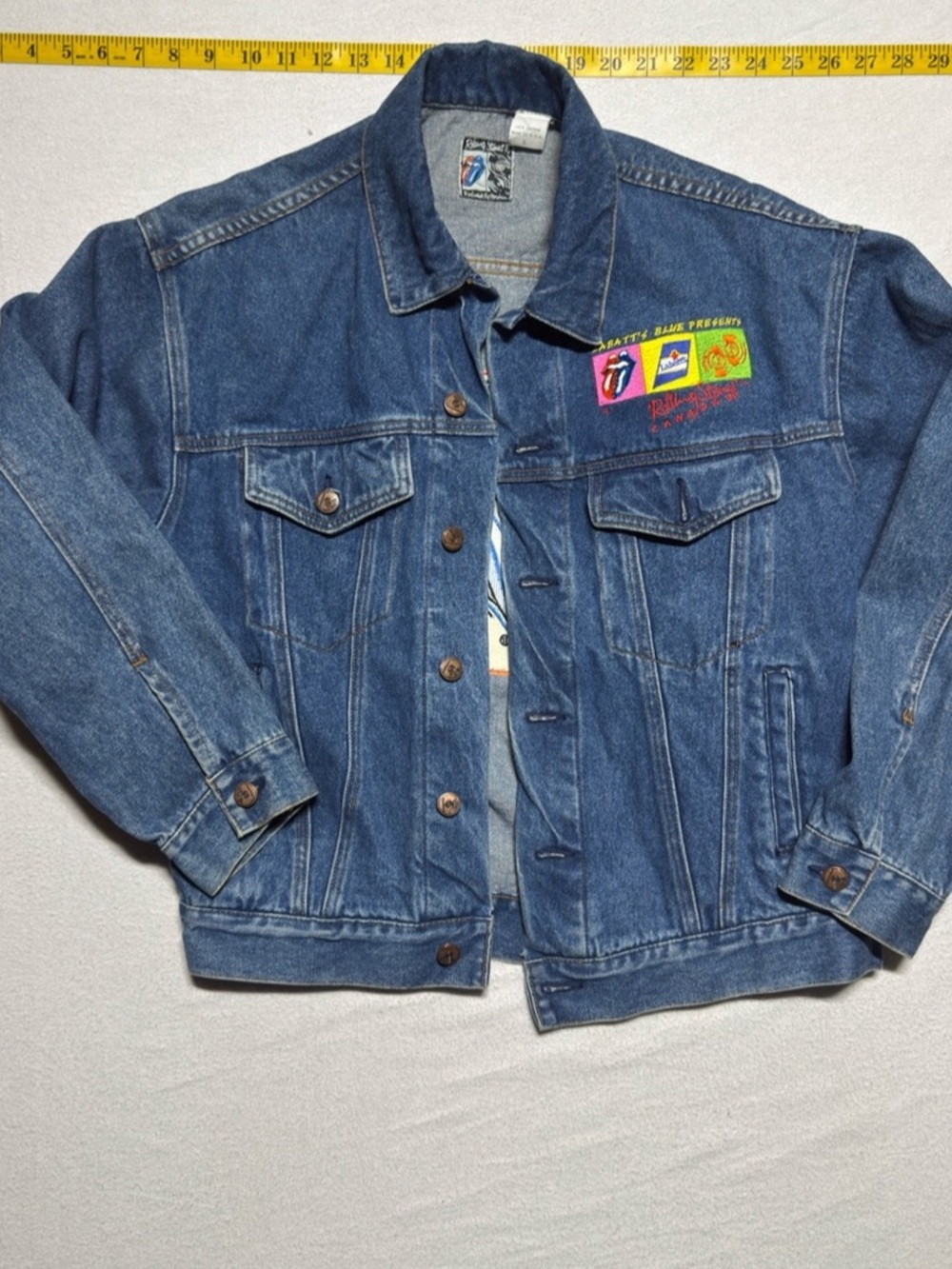 Rolling Stones 1989 Steel Wheels Denim Jacket Size Small labatt blue